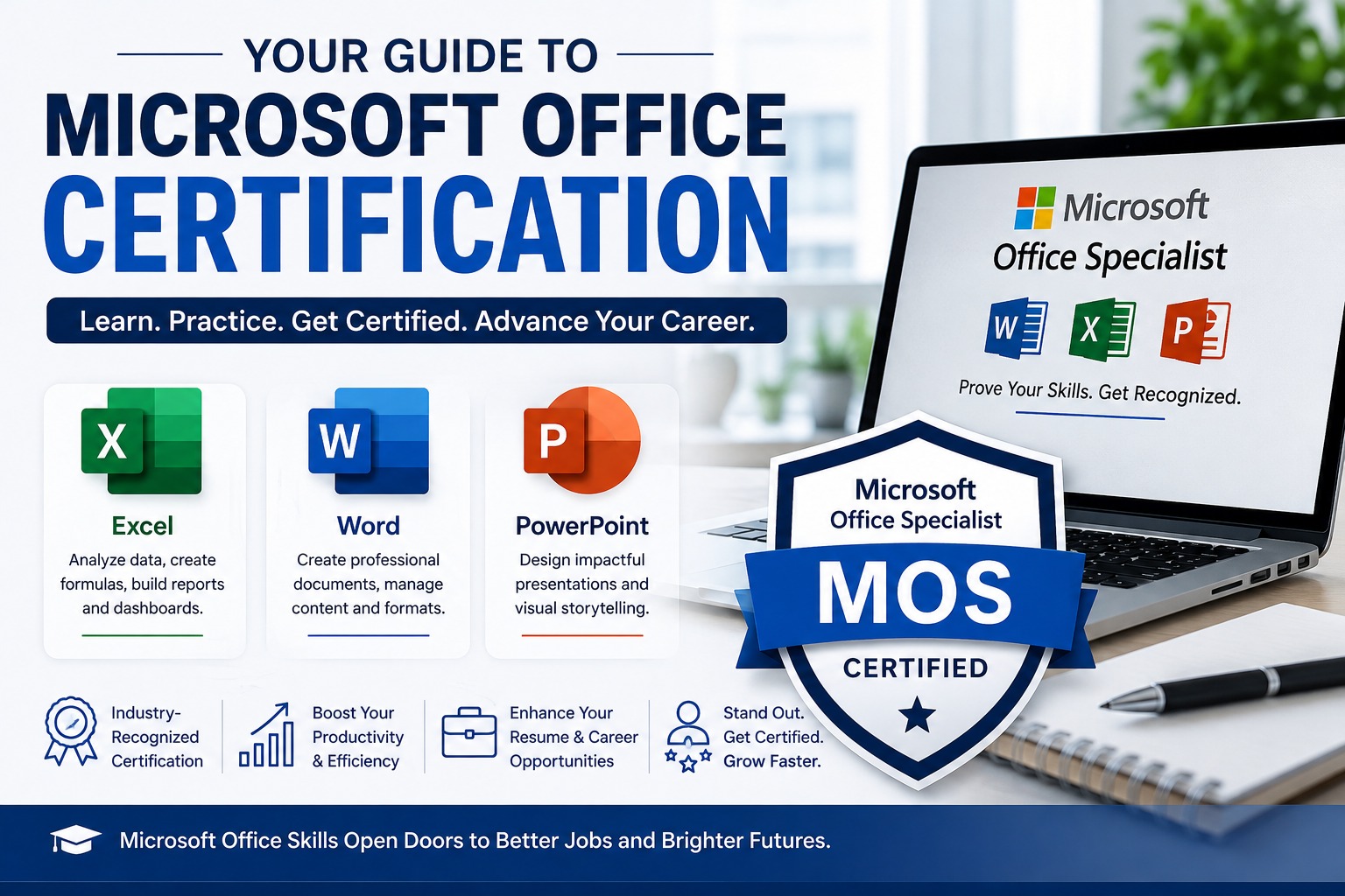 Guide to Microsoft Office certification across Excel, Word and PowerPoint